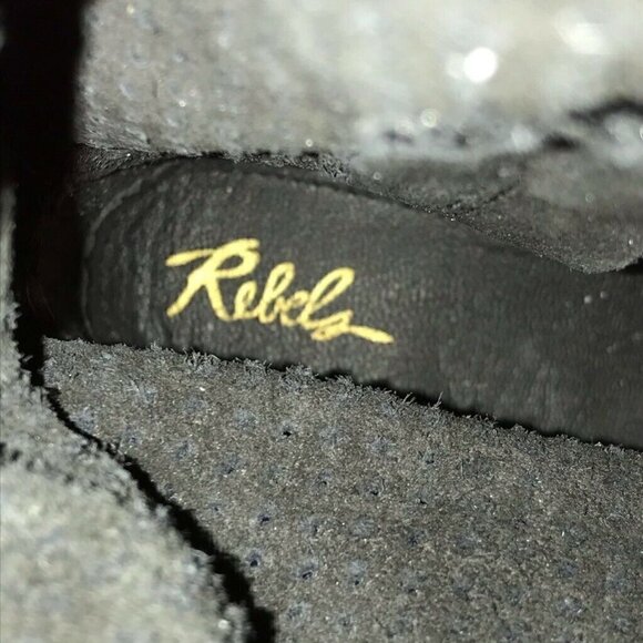 Rebels Ankle Boots Booties Black Suede Studs 6 - Picture 7 of 8